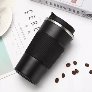 Desing , 500 ml Siyah Termos Mug Kupa, Çay Kahve Kamp Termos, Çift Katmanlı Paslanmaz Çelik Araç Içi Termos