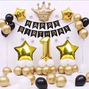 Çıtı Pıtı Store Kral Taçlı 1 Yaş Gold Zincir Balon Doğum Günü Seti