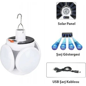 Solar Güneş Enerji ve USB Sarjlı 5 Kanatlı Bahçe Aydınlatma LED Lamba