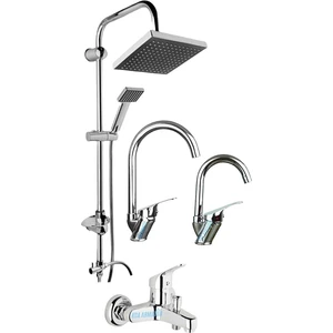 Elmina Armatür Robot Duş Mutfak Lavabo Banyo Bataryası Musluğu Çeşmesi Set 4'lü