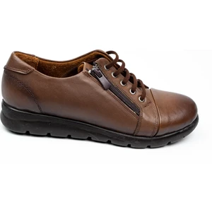 789 Fermuarlı Ceviz Deri Kadın Günlük Ayakkabı