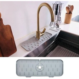 Lavabo Için Silikon Esnek Mat Musluk Sapı Damlama Tutucu Raf Mutfak Tezgahı Sıçrama Koruma-