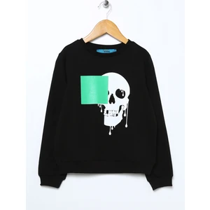 Funky Rocks Baskılı Erkek Çocuk Siyah Sweatshirt Dr-21