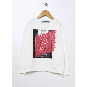 Funky Rocks Baskılı Kız Çocuk Ekru Sweatshirt Prg-02