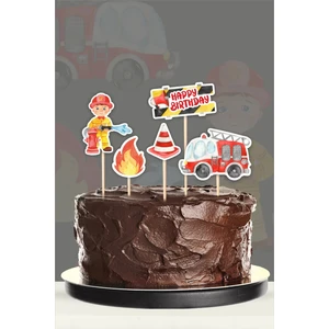 Neşeli Günlerim Itfaiye Temalı Pasta Süsü Seti