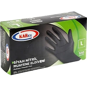 Karex Siyah Nitril Pudrasız Eldiven 100'LÜ Paket Large