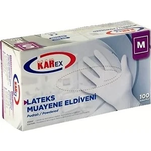 Karex Lateks Pudralı Eldiven 100'LÜ Paket Beyaz Medium