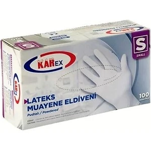 Karex Lateks Pudralı Eldiven 100'LÜ Paket Beyaz Small