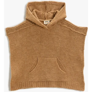 Basic Kapüşonlu Panço Cepli