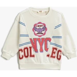 Kolej Baskılı Sweatshirt Bisiklet Yaka