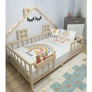 Zerka Concept Elena Ithal Ladin Ahşap Çatılı Montessori Çocuk Karyola 90*190 cm