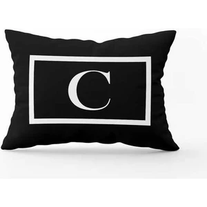 Cango Home Siyah Beyaz Harfli Çift Tarafı Dijital Baskılı Kırlent KILIFI-HRF-C-35X50