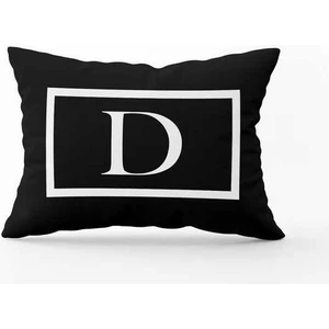 Cango Home Siyah Beyaz Harfli Çift Tarafı Dijital Baskılı Kırlent KILIFI-HRF-D-35X50