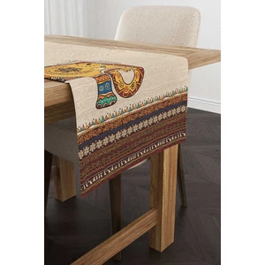 Cango Home Kahverengi Etnik Fil Desenli Dijital Baskılı Runner -CGH1267-RN