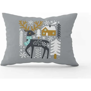 Cango Home Mavi Gri Yılbaşı Temalı Dijital Baskılı Kırlent Kılıfı CGH835-3550 Çift Tarafı Baskılı