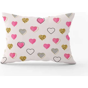 Cango Home Pembe Siyah Modern Kalp Desenli Dijital Baskılı Kırlent Kılıfı CGH1003-3550 Çift Tarafı Baskılı