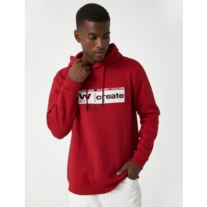 Baskılı Kapşonlu Sweatshirt Şardonlu
