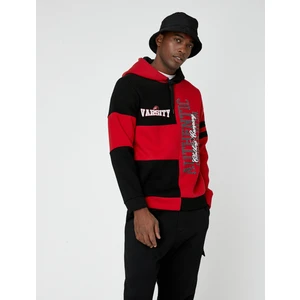 Kolej Oversize Sweatshirt Şardonlu Kapşonlu Renk Bloklu