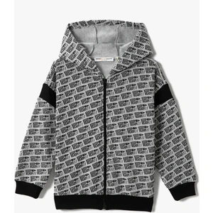 Fermuarlı Kapüşonlu Sweatshirt Baskılı