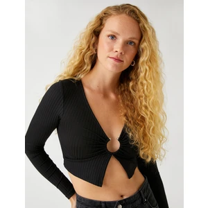 Halka Detaylı Crop Kazak