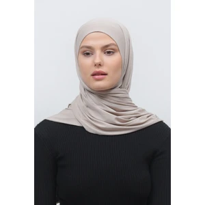 Tesettür Penye Şal Düz-Koyu Krem