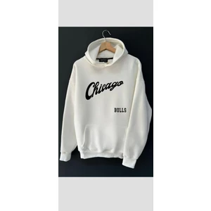 Unisex Chicago Baskılı Kapşonlu Sweatshirt %100 Pamuk