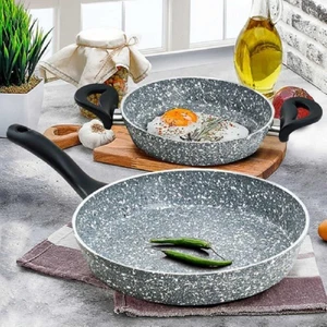 Evita Bio Granit 26 cm Tek Kulp Gri Omlet Yağ Yumurta Pişirme Tava