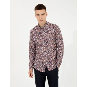 Pierre Cardin Erkek Turuncu Slim Fit Uzun Kollu Gömlek 50255672-VR051