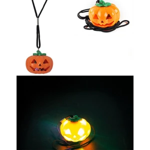 1 Adet Işıklı Pilli LED Işıklı Gülen Yüz Balkabağı Kolyesi Halloween Kolye