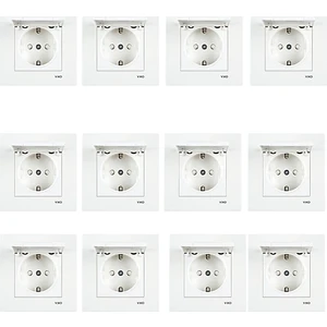 Karre Beyaz Kapaklı Topraklı Priz Çocuk Korumalı Çerçeveli 12 Adet