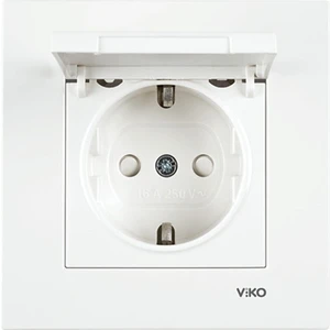 Karre Beyaz Kapaklı Topraklı Priz Çocuk Korumalı Çerçeveli