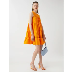 Katlı Mini Elbise Kolsuz