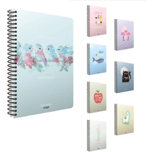 Post-Book Spiralli Karton Kapak Defter A6 80 Yaprak Kareli Defter