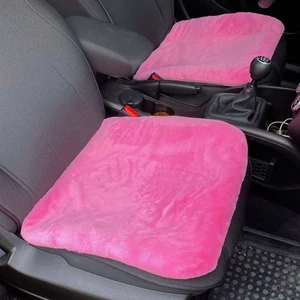 Oto Aksesuarcım Yumuşak Tüylü Peluş Serme Oto Koltuk Koruyucu Minder Ön 2'li Şeker Pembe