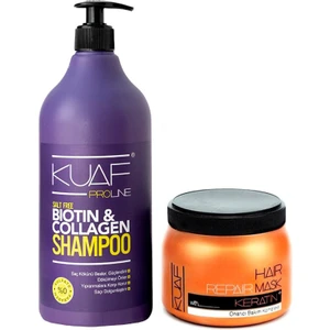 Tuzsuz Keratin Bakım Şampuanı 1 L +  ve Yenileyici Biotin &  Saç Maskesi 500 ml