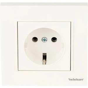 Byobu Beyaz Topraklı Priz - Çerçeveli