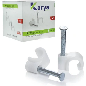 Kroşe 2 Numara Çelik Çivili 6 mm (Data - Anten Kabloları Için) 100LÜ Paket Karya