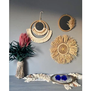 Wall Decoration Art Bohem Makrome Yıldız ve Boncuk Detaylı Duvar Dekorasyon Ürünü 3’lü Set
