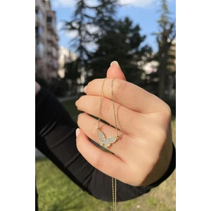 Silver Taşlı Kelebek 925 Ayar Gümüş Kolye