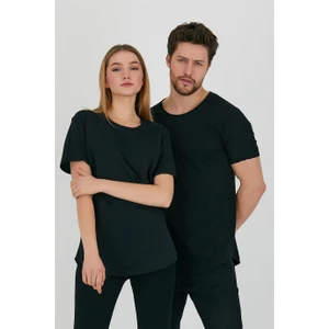 Cool Tarz Siyah Unisex Pis Yaka Salaş T-SHIRT-TCPS001R2500S