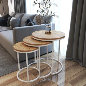Ecol Desing Faymend 3lü Lüx C Zigon Sehpa Beyaz Atlantik Çam
