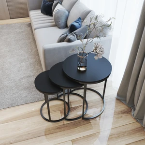 Ecol Desing Faymend 3lü Lüx Zigon Sehpa Siyah