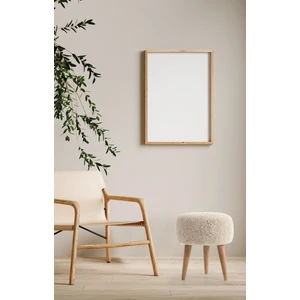 Elissa Home Peluş Puf Ahşap Ayak
