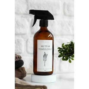 Çiçekli Mutfak Temizleyici Etiketli Amber Cam Şişe 500 ml