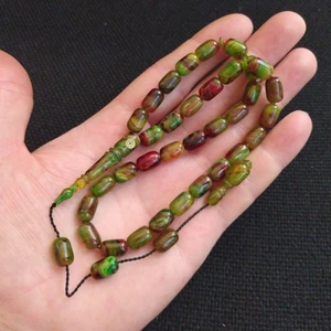 Vip Kehribar 7X11 mm Kapsül Fares Baydoun Usta Işçilikli Sıkma Kehribar Tesbih Faris Imzalı Tespih Ahşap Kutulu