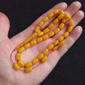 Vip Kehribar 7X11 mm Kapsül Fares Baydoun Usta Işçilikli Sıkma Kehribar Tesbih Faris Imzalı Tespih Ahşap Kutulu