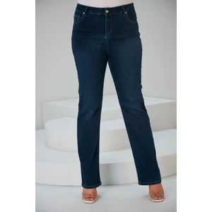 Ispanyol Paça Büyük Beden Lacivert Kot Pantolon