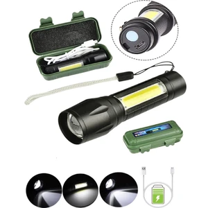 Uzun Menzilli El Feneri USB Şarjlı Şarj Edilebilir Avcılık Feneri