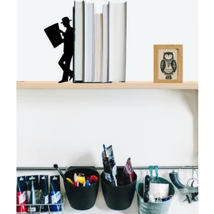 Hobi Demir Sanat Metal Kitap Tutucu Okuyan Adam Figürlü Kitap Desteği, Dekoratif Kitaplık