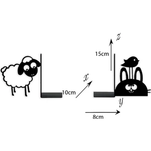 Hobi Demir Sanat Metal Kitap Tutucu Kuzu ve Tavşan Figürlü Kitap Desteği, Dekoratif Kitaplık
